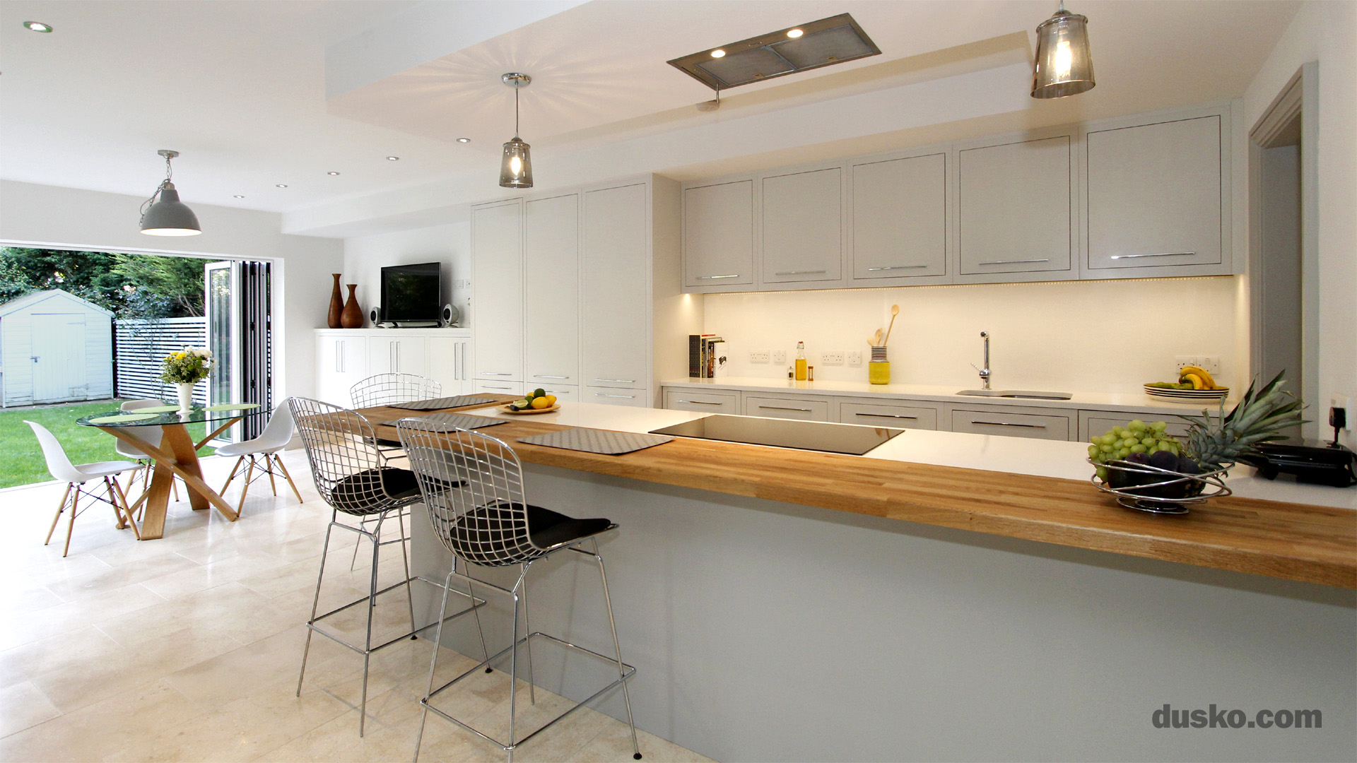 Contemporary Open Plan Kitchen and Dining Area in Handforth, Cheshire Breakfast Bar